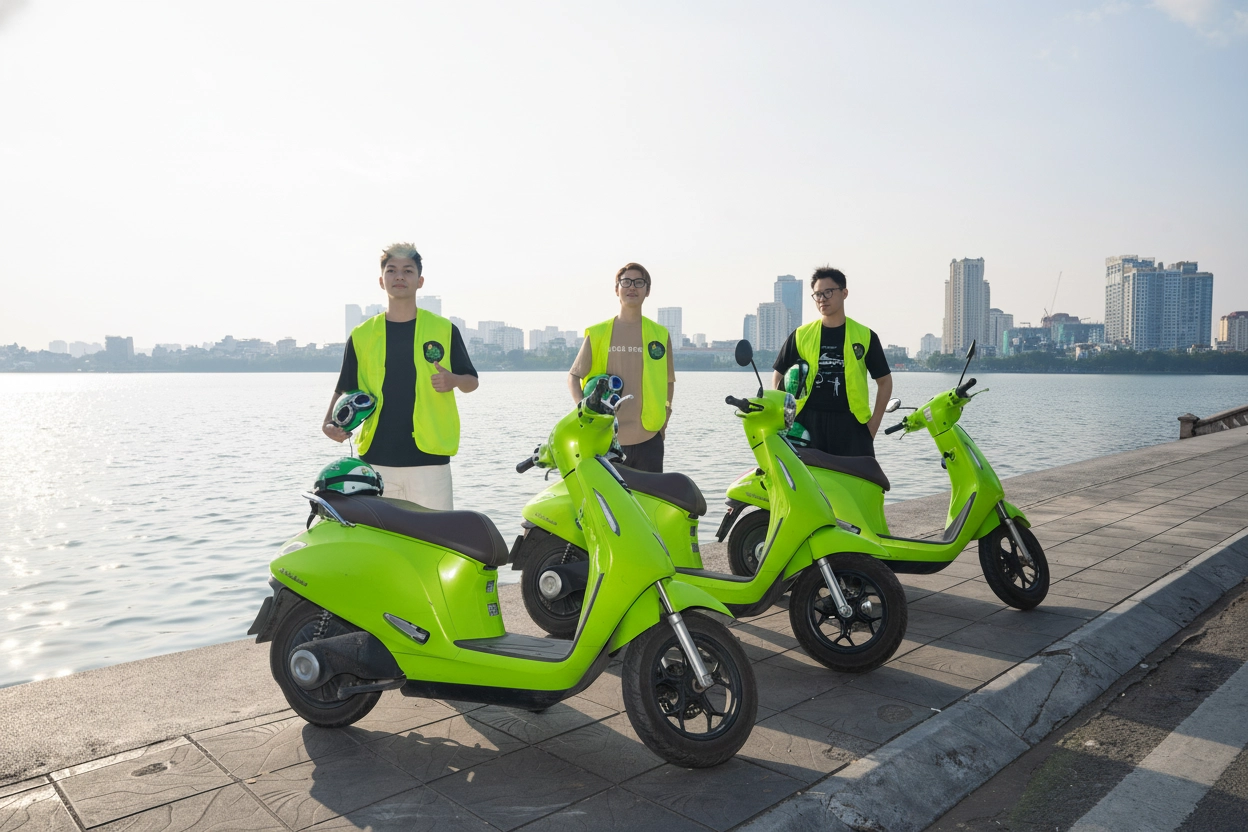 Eco Tour | Explore Hanoi City by E-Motorbike with Ao Dai Female Riders